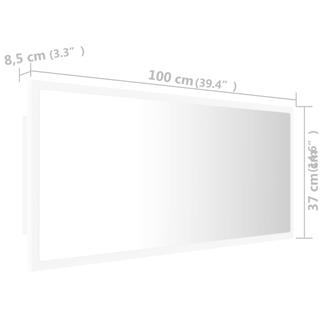 LED koupelnové zrcadlo bílé 100 x 8,5 x 37 cm akrylové