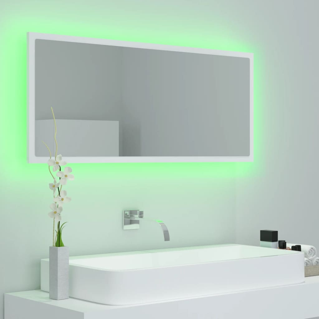 LED-Badspiegel Weiß 100×8,5×37 cm Spanplatte