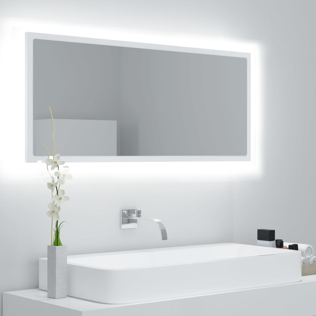 vidaXL Oglindă de baie cu LED, alb, 100×8,5×37 cm, PAL vidaXL