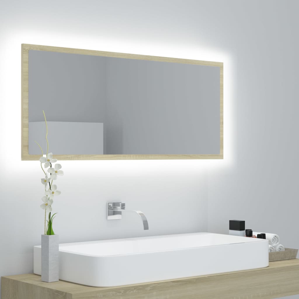 vidaXL Miroir LED de salle de bain Chêne sonoma 100x8,5x37cm Aggloméré
