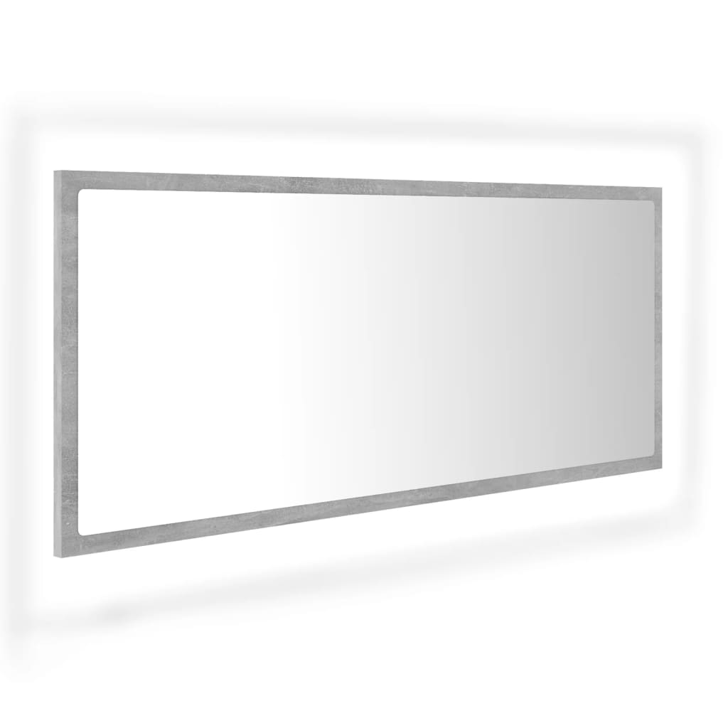 vidaXL LED koupelnové zrcadlo betonově šedé 100 x 8,5 x 37 cm akrylové