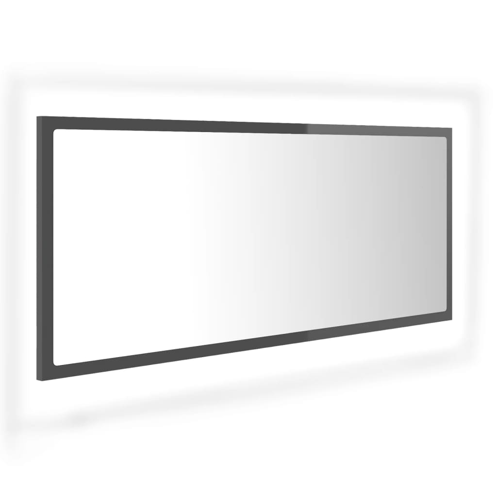 

vidaXL LED Bathroom Mirror High Gloss Gray 39.4"x3.3"x14.6" Engineered Wood