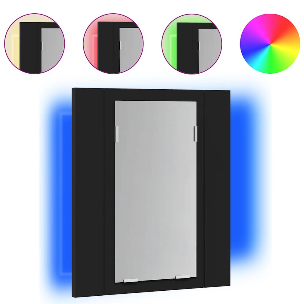 vidaXL LED koupelnová skříňka se zrcadlem černá 40 x 12 x 45 cm akryl