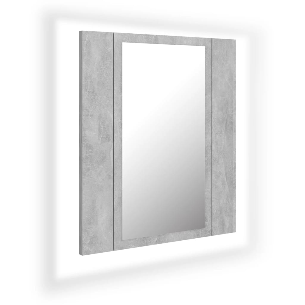 Dulap de baie cu oglindă & LED, gri beton, 40x12x45 cm