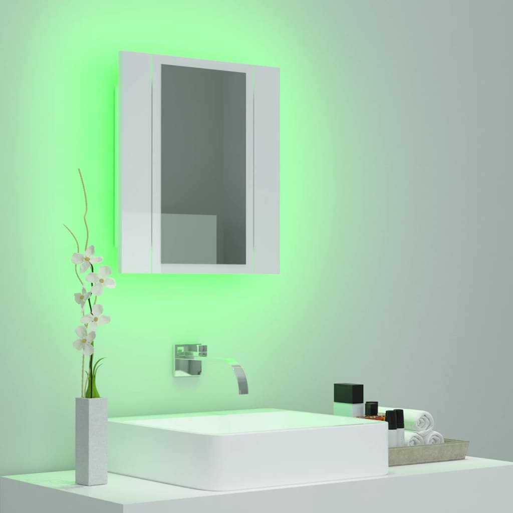 LED-Bad-Spiegelschrank Hochglanz-Weiß 40x12x45 cm