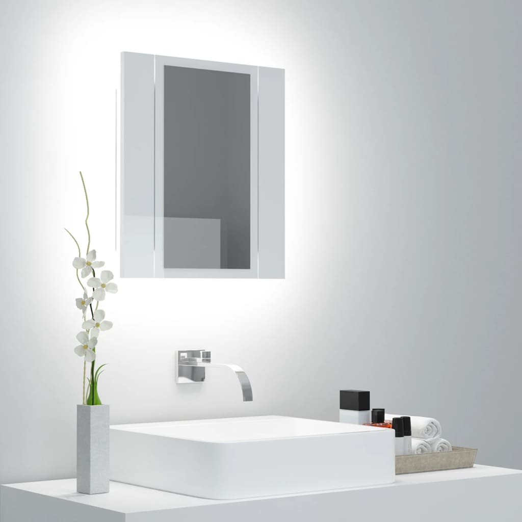 LED-Bad-Spiegelschrank Hochglanz-Weiß 40x12x45 cm