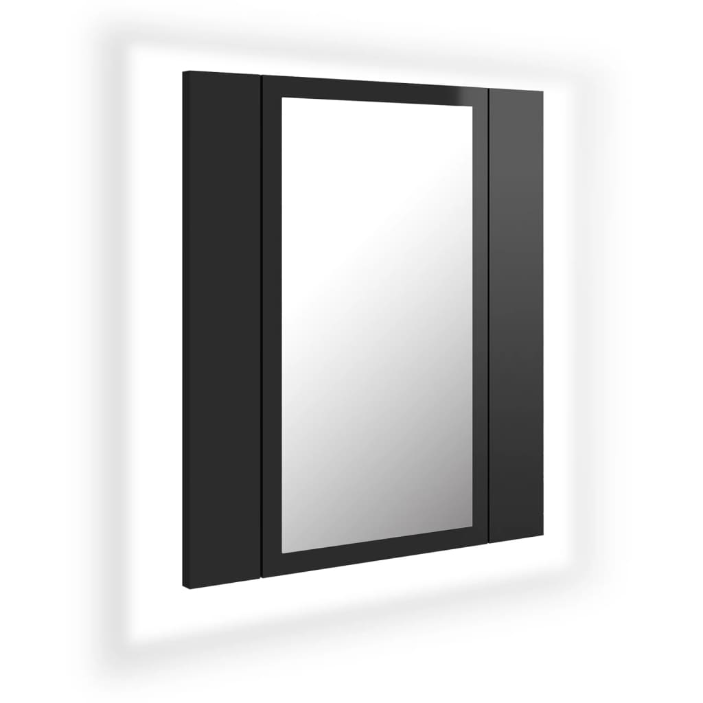 Koupelnová skříňka LED zrcadlo lesklá černá 40 x 12 x 45 cm