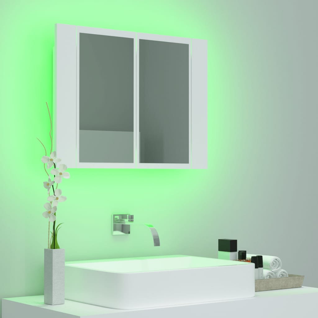 LED-Bad-Spiegelschrank Weiß 60x12x45 cm