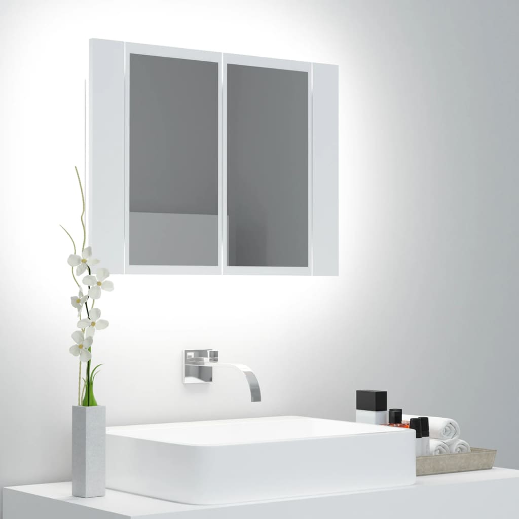 Armario espejo de baño luz LED blanco 60x12x45 cm