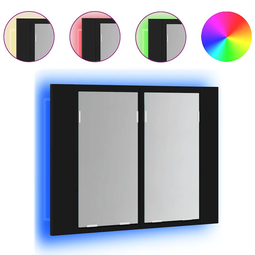 vidaXL LED koupelnová skříňka se zrcadlem černá 60 x 12 x 45 cm akryl