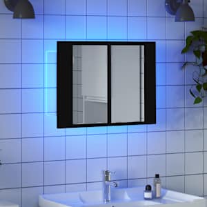 vidaXL Armoire &agrave; miroir de salle de bain LED Noir 60x12x45 Acrylique