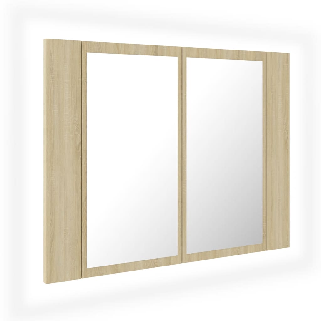 vidaXL LED koupelnové zrcadlo dub sonoma 60 x 12 x 45 cm akrylové