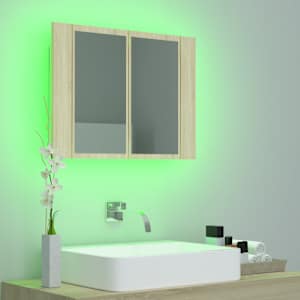 LED koupelnové zrcadlo dub sonoma 60 x 12 x 45 cm akrylové - obrázek 5