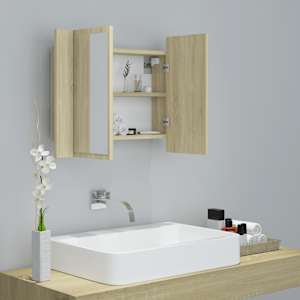 LED koupelnové zrcadlo dub sonoma 60 x 12 x 45 cm akrylové - obrázek 6
