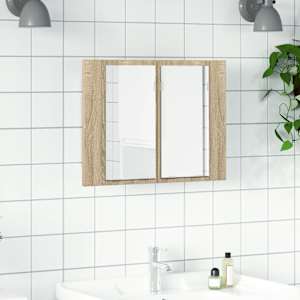 LED koupelnové zrcadlo dub sonoma 60 x 12 x 45 cm akrylové - obrázek 1