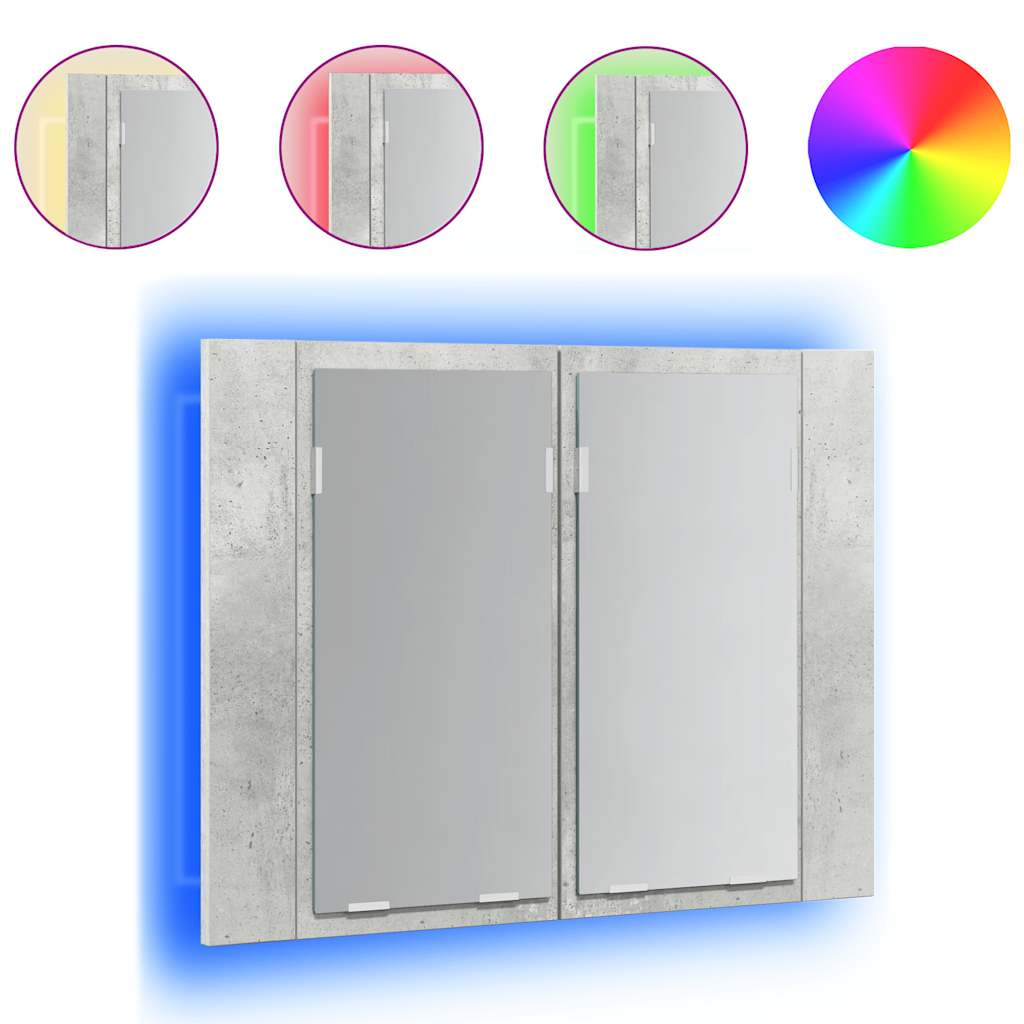 vidaXL LED koupelnová skříňka se zrcadlem betonově šedá 60x12x45 cm