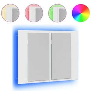 LED koupelnová skříňka se zrcadlem lesklá bílá 60x12x45cm akryl - obrázek 2