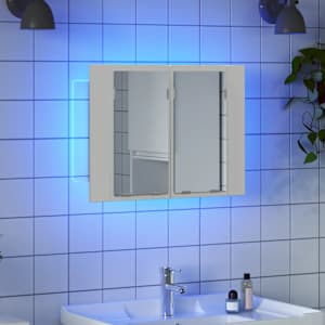 LED koupelnová skříňka se zrcadlem lesklá bílá 60x12x45cm akryl - obrázek 3