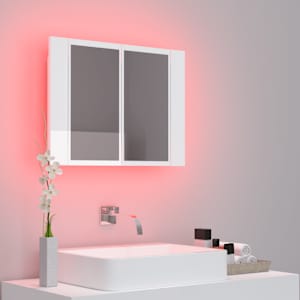 LED koupelnová skříňka se zrcadlem lesklá bílá 60x12x45cm akryl - obrázek 4