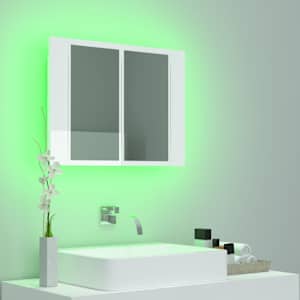 LED koupelnová skříňka se zrcadlem lesklá bílá 60x12x45cm akryl - obrázek 5