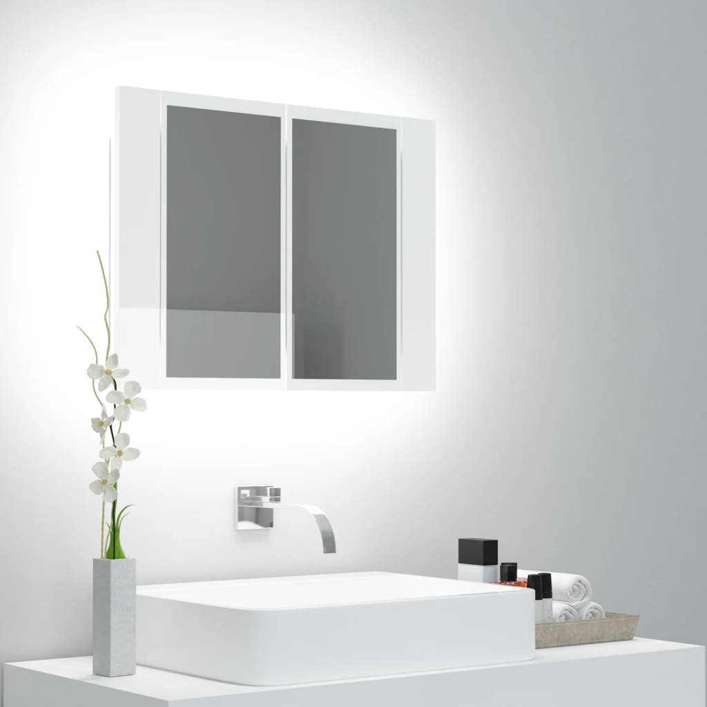 vidaXL Badkamerkast met spiegel en LED 60x12x45 cm hoogglans wit