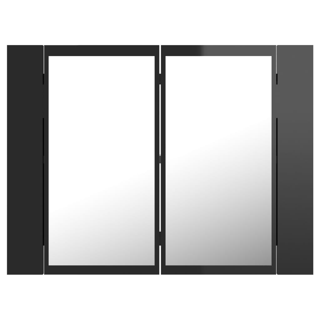  LED kúpeľňová zrkadlová skrinka vysokolesklá čierna 60x12x45 cm