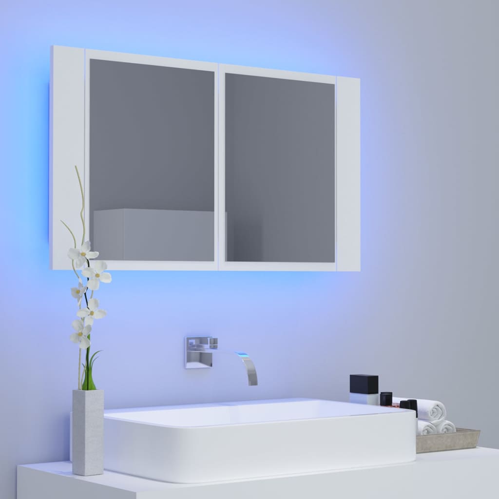 vidaXL LED Bathroom Mirror Cabinet White 80x12x45 cm Acrylic