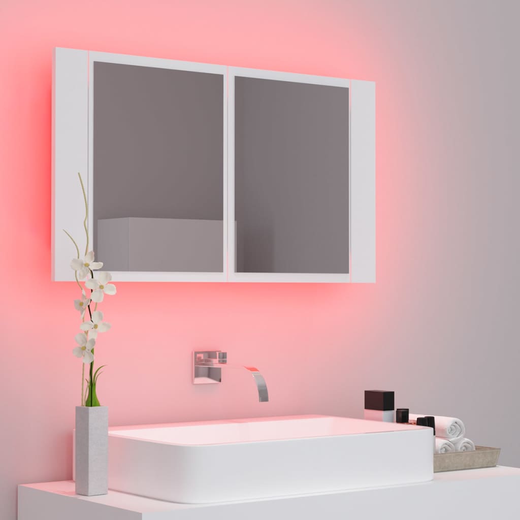 LED-Bad-Spiegelschrank Weiß 80x12x45 cm