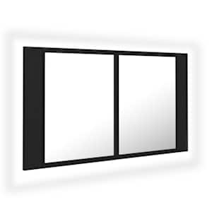 LED koupelnová skříňka se zrcadlem černá 80 x 12 x 45 cm akryl - obrázek 2