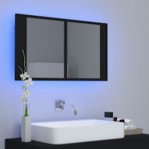 LED koupelnová skříňka se zrcadlem černá 80 x 12 x 45 cm akryl - obrázek 3