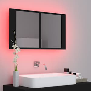 LED koupelnová skříňka se zrcadlem černá 80 x 12 x 45 cm akryl - obrázek 4