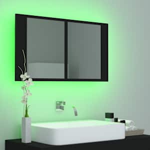 LED koupelnová skříňka se zrcadlem černá 80 x 12 x 45 cm akryl - obrázek 5