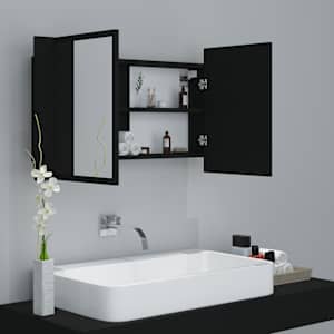 LED koupelnová skříňka se zrcadlem černá 80 x 12 x 45 cm akryl - obrázek 6