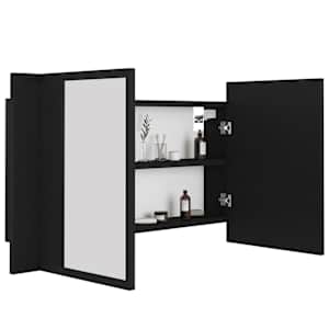 LED koupelnová skříňka se zrcadlem černá 80 x 12 x 45 cm akryl - obrázek 7