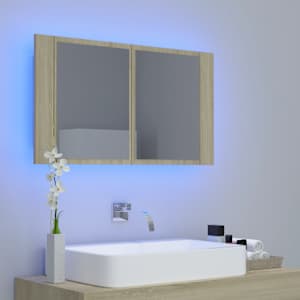 LED koupelnové zrcadlo dub sonoma 80 x 12 x 45 cm akrylové - obrázek 3