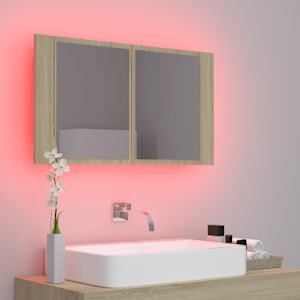 LED koupelnové zrcadlo dub sonoma 80 x 12 x 45 cm akrylové - obrázek 4