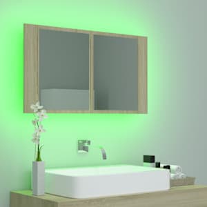 LED koupelnové zrcadlo dub sonoma 80 x 12 x 45 cm akrylové - obrázek 5