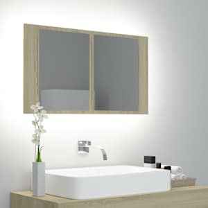 LED koupelnové zrcadlo dub sonoma 80 x 12 x 45 cm akrylové - obrázek 1