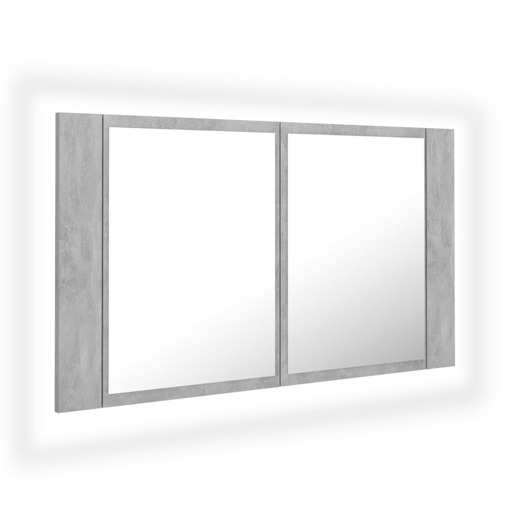 vidaXL LED koupelnová skříňka se zrcadlem betonově šedá 80x12x45 cm