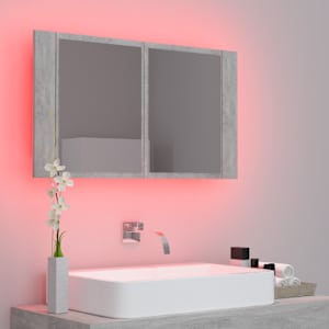 LED koupelnová skříňka se zrcadlem betonově šedá 80x12x45 cm - obrázek 4