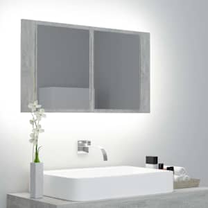 LED koupelnová skříňka se zrcadlem betonově šedá 80x12x45 cm