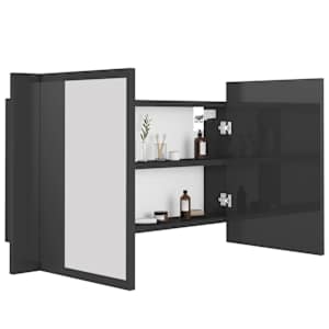 LED koupelnová skříňka se zrcadlem lesklá šedá 80x12x45cm akryl - obrázek 7