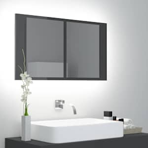 LED koupelnová skříňka se zrcadlem lesklá šedá 80x12x45cm akryl - obrázek 1