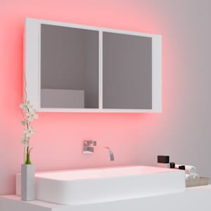 LED koupelnová skříňka se zrcadlem bílá 90 x 12 x 45 cm akryl - obrázek 5