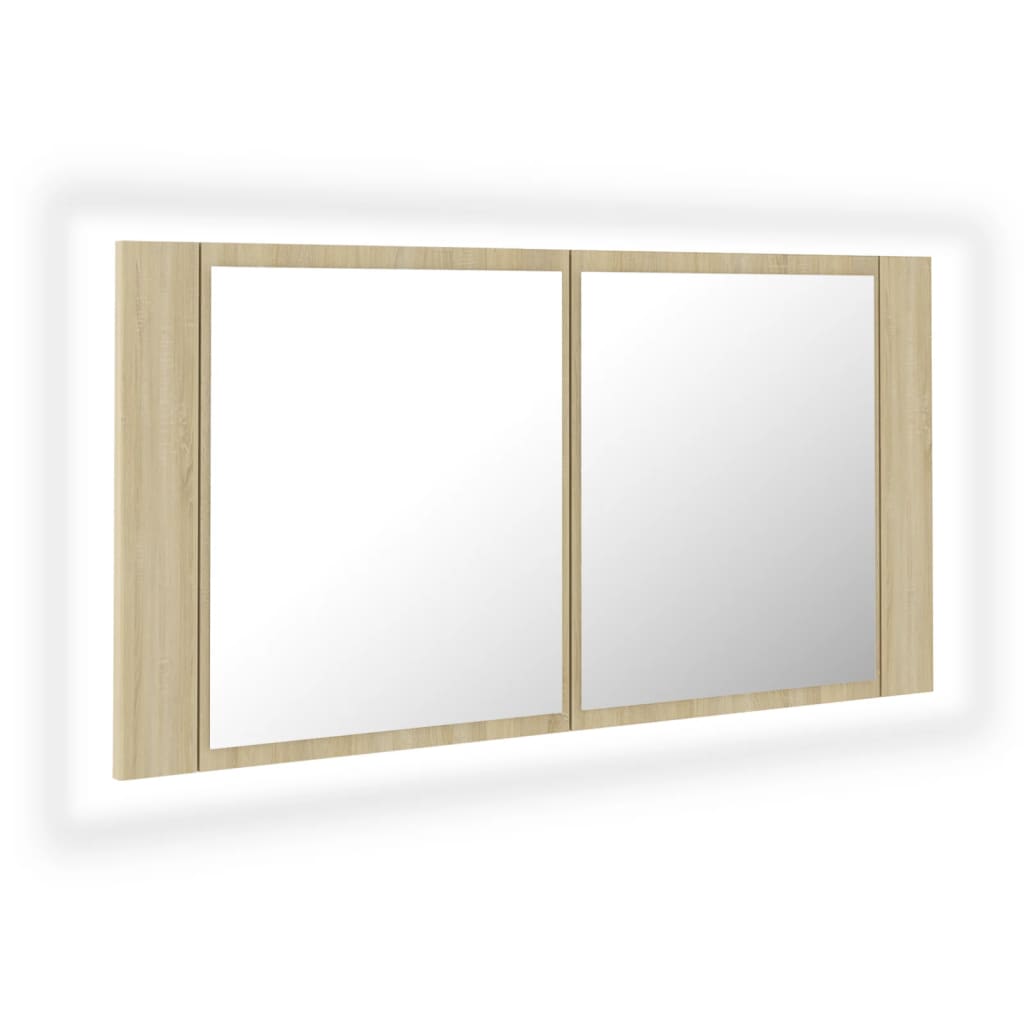 

vidaXL LED Bathroom Mirror Cabinet Sonoma Oak 35.4"x4.7"x17.7"