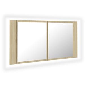 LED koupelnové zrcadlo dub sonoma 90 x 12 x 45 cm akrylové - obrázek 2