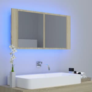 LED koupelnové zrcadlo dub sonoma 90 x 12 x 45 cm akrylové - obrázek 3
