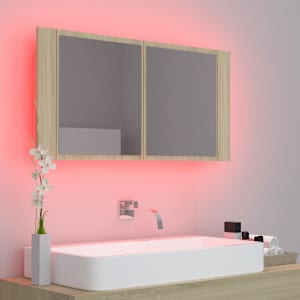 LED koupelnové zrcadlo dub sonoma 90 x 12 x 45 cm akrylové - obrázek 4