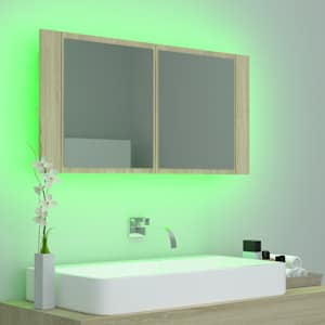 LED koupelnové zrcadlo dub sonoma 90 x 12 x 45 cm akrylové - obrázek 5