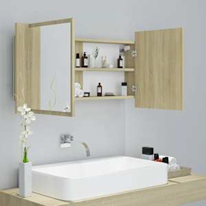 LED koupelnové zrcadlo dub sonoma 90 x 12 x 45 cm akrylové - obrázek 6